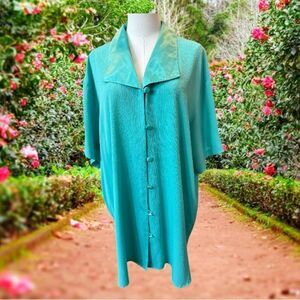 Victoria’s Secret VINTAGE GOLD LABEL Mint Green Satin Collar Sleep Shirt M/ L